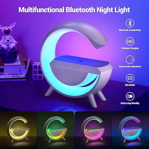New Multi-Function Bluetooth Table Lamp with Wireless Charger Speaker Alarm Clock App Control New Multi-Function Bluetooth Table Lamp with Wireless Charger Speaker Alarm Clock App Control