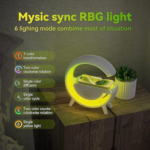 New Multi-Function Bluetooth Table Lamp with Wireless Charger Speaker Alarm Clock App Control New Multi-Function Bluetooth Table Lamp with Wireless Charger Speaker Alarm Clock App Control