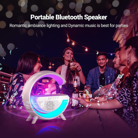 New Multi-Function Bluetooth Table Lamp with Wireless Charger Speaker Alarm Clock App Control New Multi-Function Bluetooth Table Lamp with Wireless Charger Speaker Alarm Clock App Control