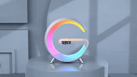 New Multi-Function Bluetooth Table Lamp with Wireless Charger Speaker Alarm Clock App Control New Multi-Function Bluetooth Table Lamp with Wireless Charger Speaker Alarm Clock App Control