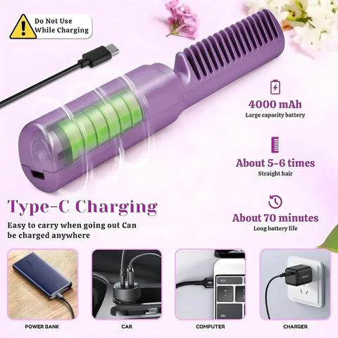 Meneflix Portable Mini Hair Straightener Cordless Rechargeable Mini Adjustable Hair Straightener Hot Comb Meneflix Portable Mini Hair Straightener Cordless Rechargeable Mini Adjustable Hair Straightener Hot Comb